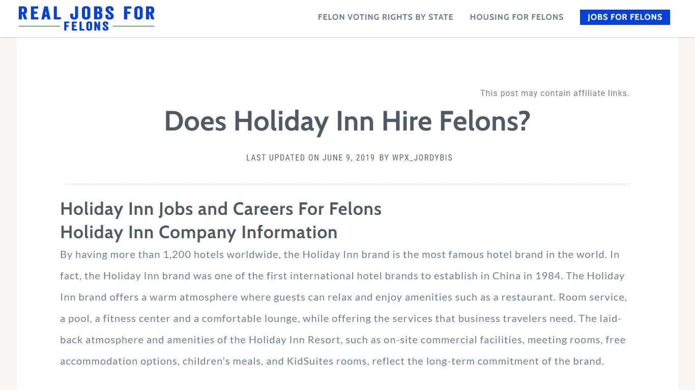 Does Holiday Inn Hire Felons? - Real Jobs For Felon